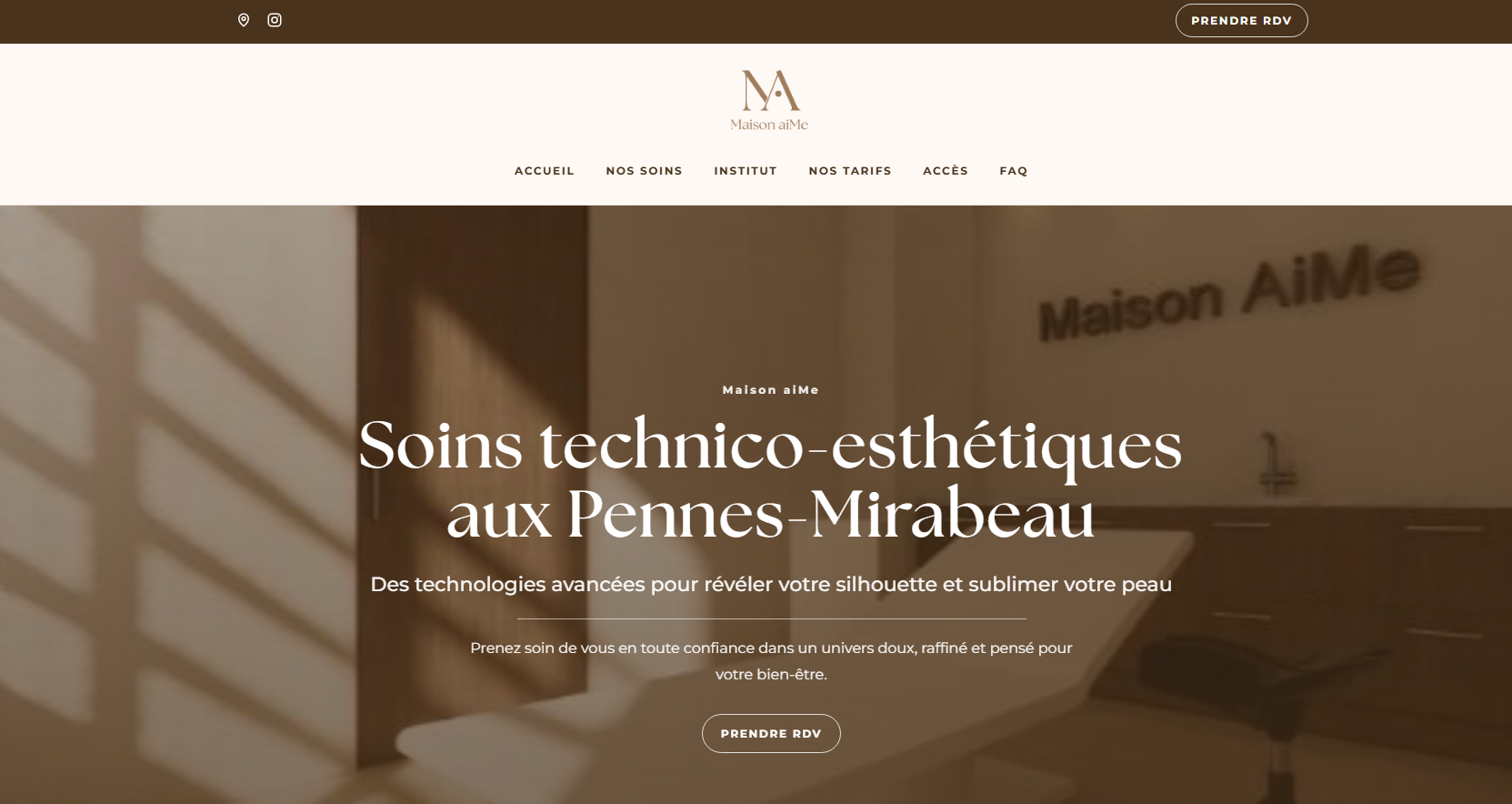 Site web créé pour Mathilde Crelleux – maisonaimeinstitut.fr