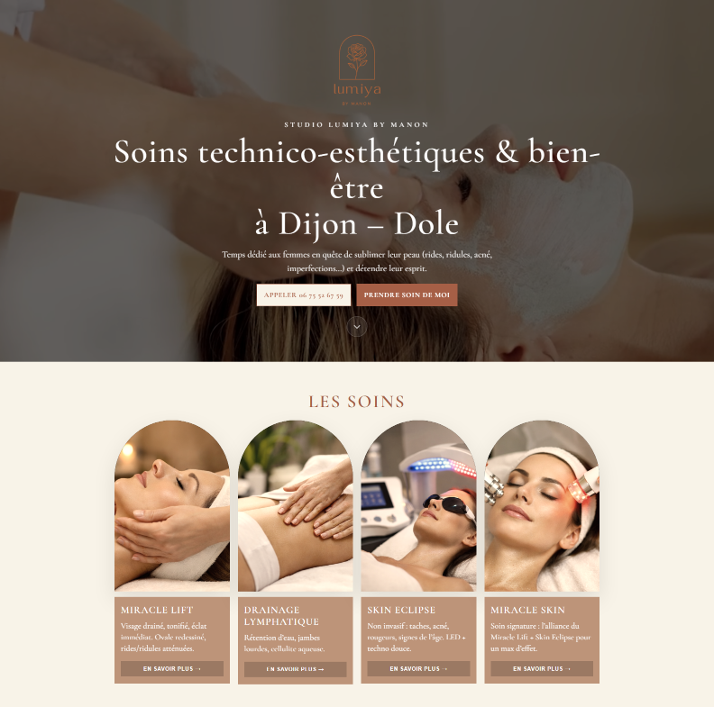 Site web créé pour Manon Thiriet – lumiya-by-manon.fr