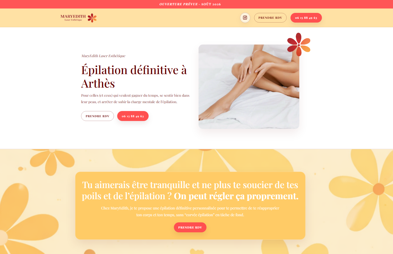 Site web créé pour Veda Cupif – maryedith.fr